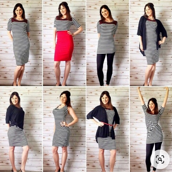 Brand New LuLaRoe Size XL Teal, Dark Teal & White Julia Dress - Picture 7 of 7